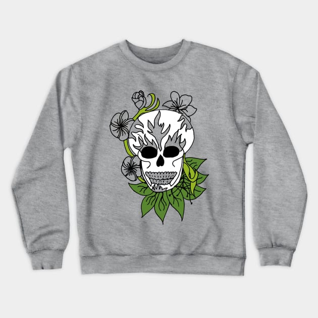 Sugar Skull - Green Crewneck Sweatshirt by Unravel_Unwind